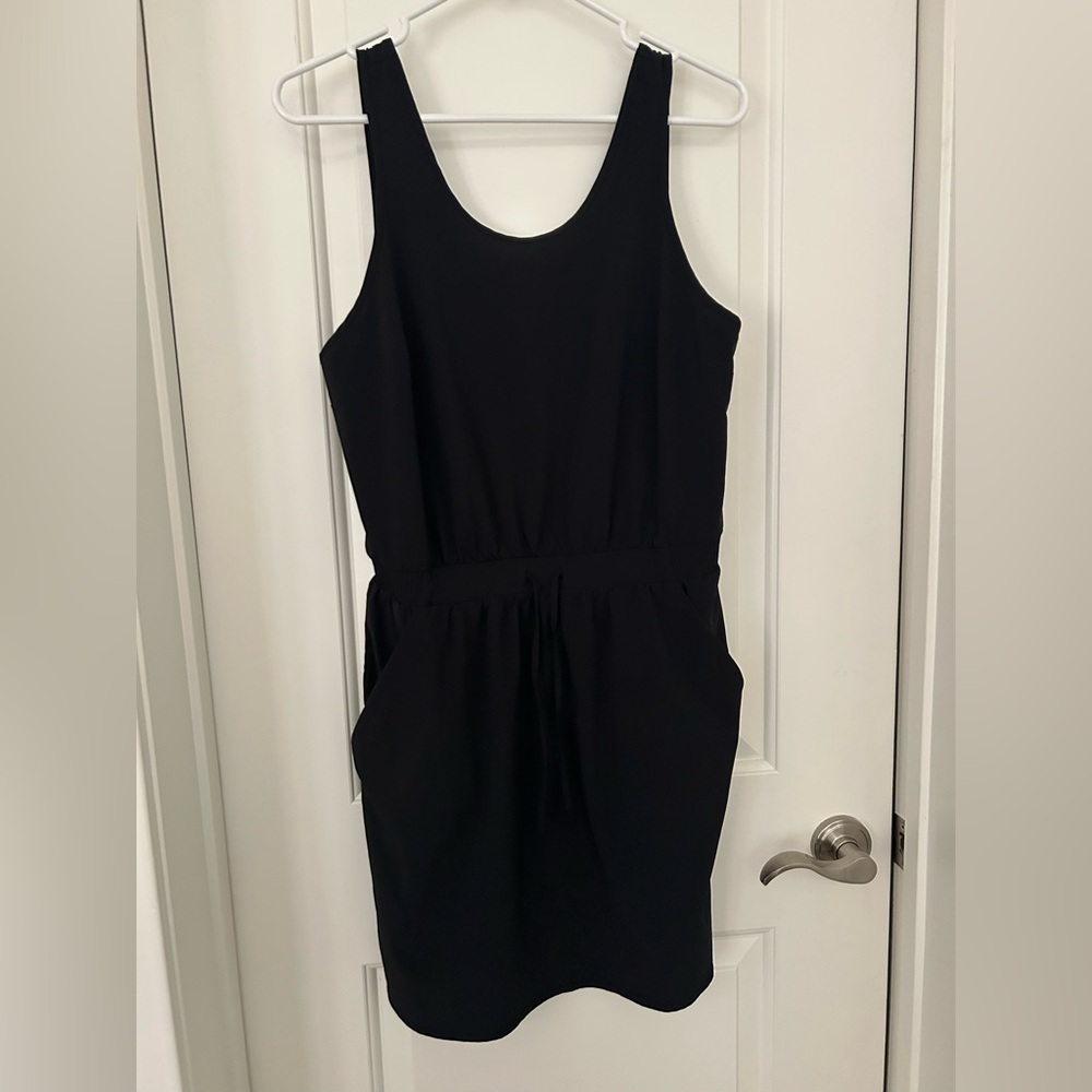 All in Motion Black Mini Dress Athletic Drawstring Waist Pockets